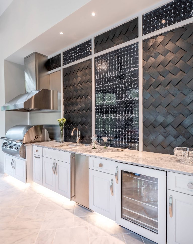Transitional tile patio kitchen photo in Indianapolis with a roof extension