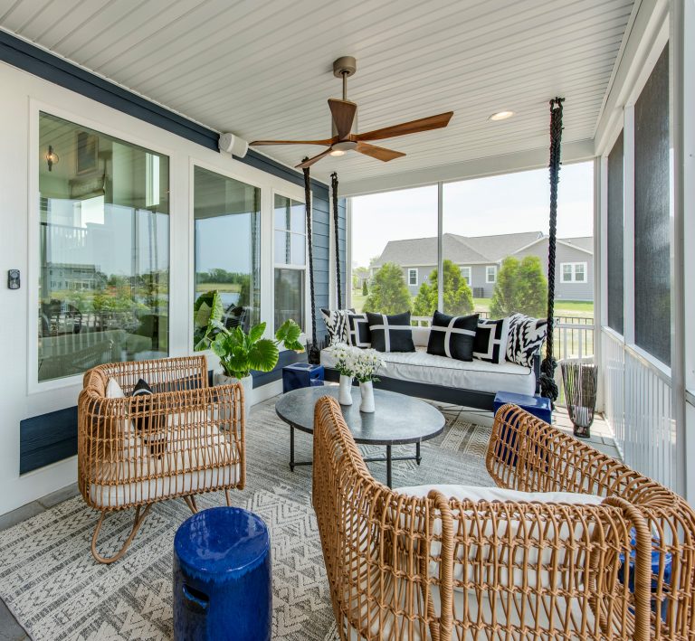 Transitional wood railing porch idea in Wilmington with a roof extension by | Outdoor Photos | Porch | Landscaping | Landscape Design | Outdoor Living Space | Porch Design Ideas | Outdoor Living Space Ideas | Backyard Design