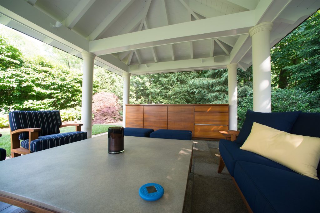 Trendy back porch idea in New York by Crestron Electronics | Outdoor Photos | Porch | Landscaping | Landscape Design | Outdoor Living Space | Porch Design Ideas | Outdoor Living Space Ideas | Backyard Design