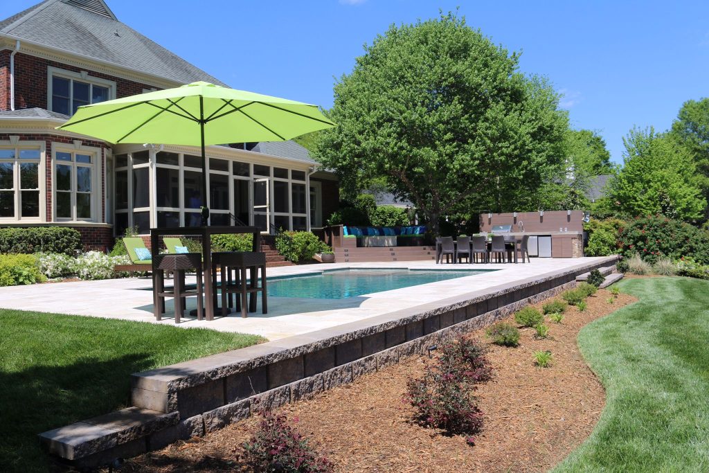 Trendy backyard concrete patio kitchen photo in Charlotte with no cover