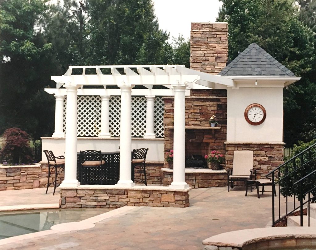 Trendy patio photo in Charlotte by RCB Construction Management | Outdoor Photos | Porch | Landscaping | Landscape Design | Outdoor Living Space | Porch Design Ideas | Outdoor Living Space Ideas | Backyard Design