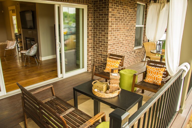 Trendy porch idea in Cincinnati by Adam Miller Homes | Outdoor Photos | Porch | Landscaping | Landscape Design | Outdoor Living Space | Porch Design Ideas | Outdoor Living Space Ideas | Backyard Design