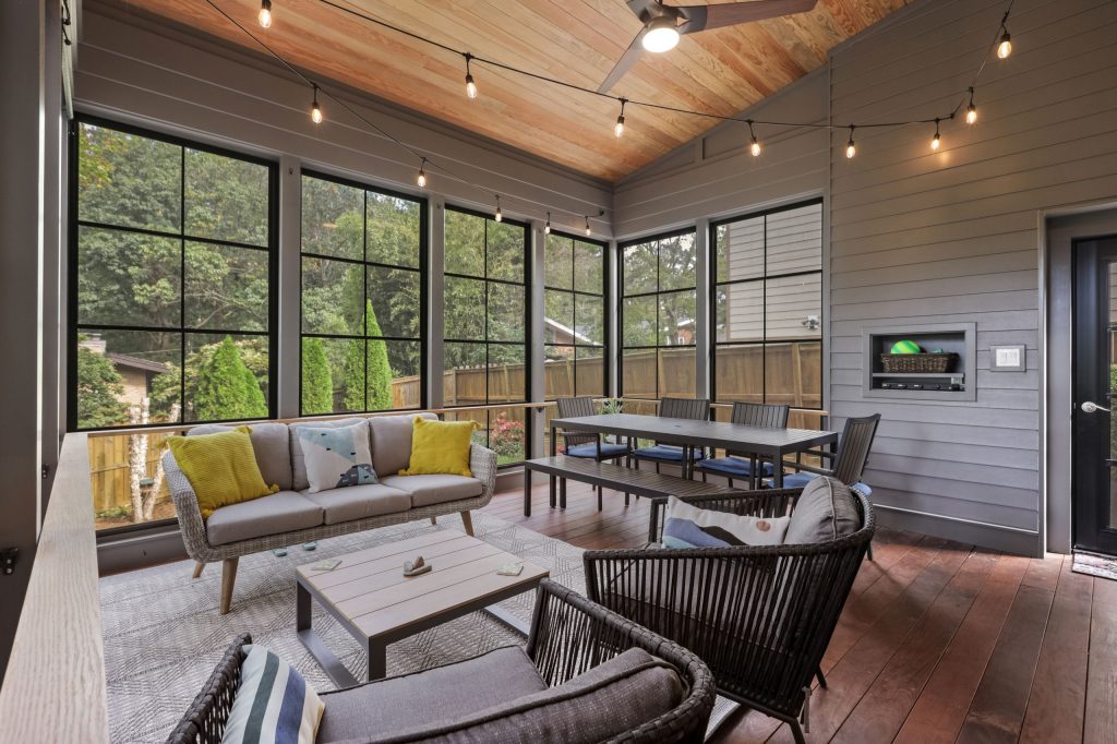 Trendy porch photo in DC Metro by dellCor Contracting | Outdoor Photos | Porch | Landscaping | Landscape Design | Outdoor Living Space | Porch Design Ideas | Outdoor Living Space Ideas | Backyard Design