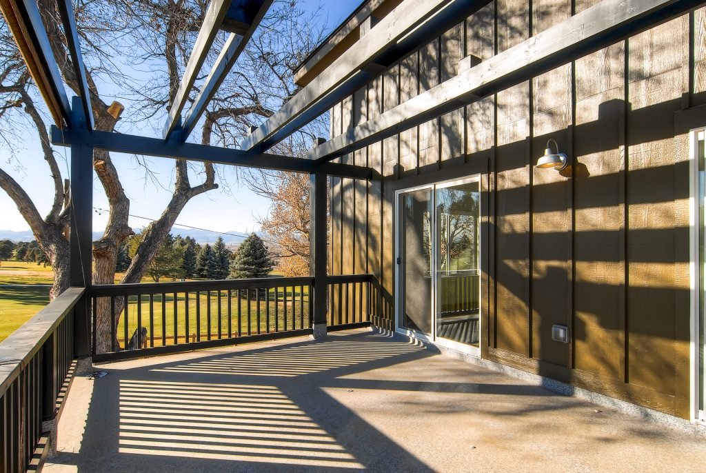 Trendy porch photo in Denver by Jamie Charbonneau | Outdoor Photos | Porch | Landscaping | Landscape Design | Outdoor Living Space | Porch Design Ideas | Outdoor Living Space Ideas | Backyard Design