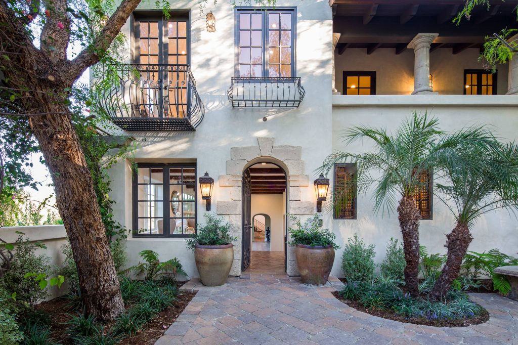 Tuscan front porch photo in Los Angeles by C & C Partners Design/Build Firm | Outdoor Photos | Porch | Landscaping | Landscape Design | Outdoor Living Space | Porch Design Ideas | Outdoor Living Space Ideas | Backyard Design