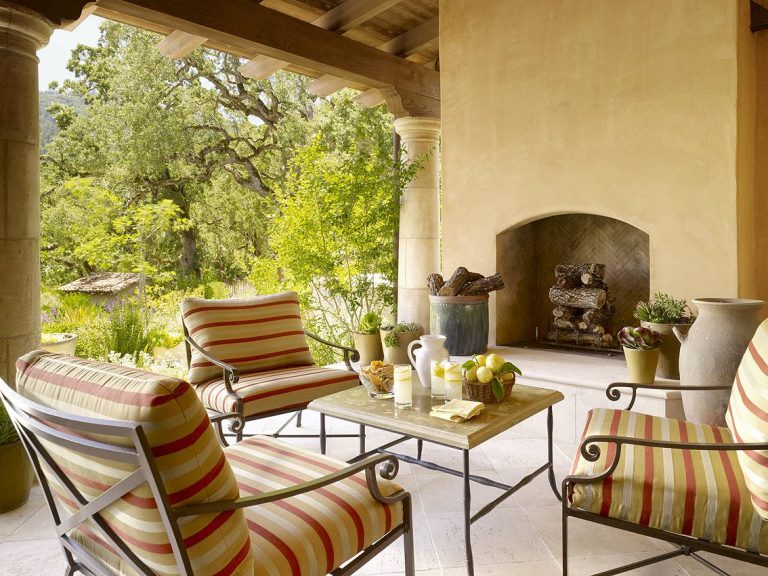 Tuscan porch idea in San Francisco with a fire pit by | Outdoor Photos | Porch | Landscaping | Landscape Design | Outdoor Living Space | Porch Design Ideas | Outdoor Living Space Ideas | Backyard Design
