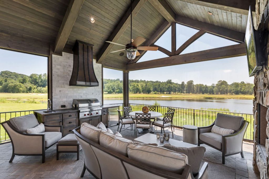 Tuscan porch photo in Atlanta by Ca'Shae Interiors | Outdoor Photos | Porch | Landscaping | Landscape Design | Outdoor Living Space | Porch Design Ideas | Outdoor Living Space Ideas | Backyard Design