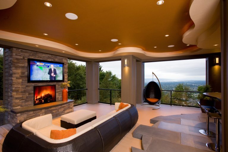 Tuscan porch photo in Portland by Haggart Luxury Homes | Outdoor Photos | Porch | Landscaping | Landscape Design | Outdoor Living Space | Porch Design Ideas | Outdoor Living Space Ideas | Backyard Design