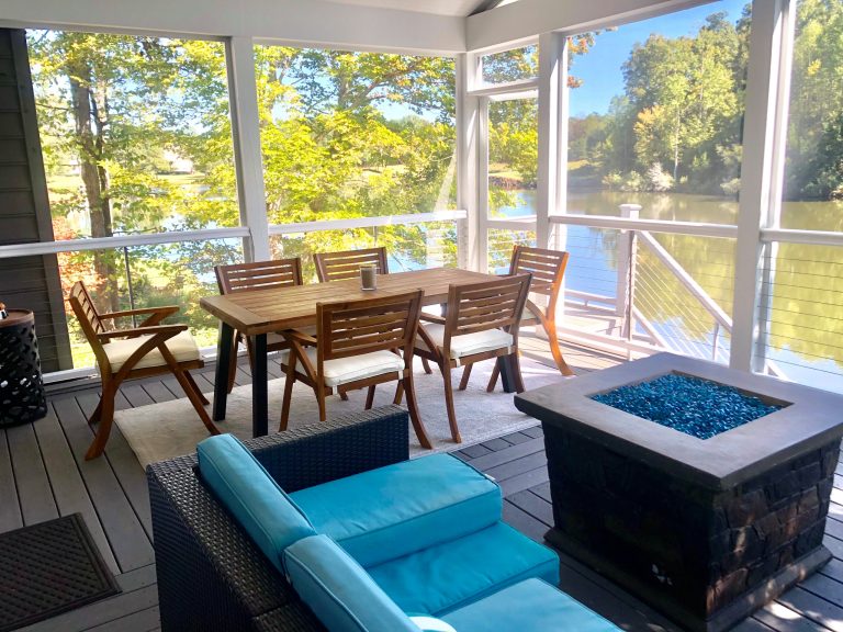 Two level Screened porch with cable railing