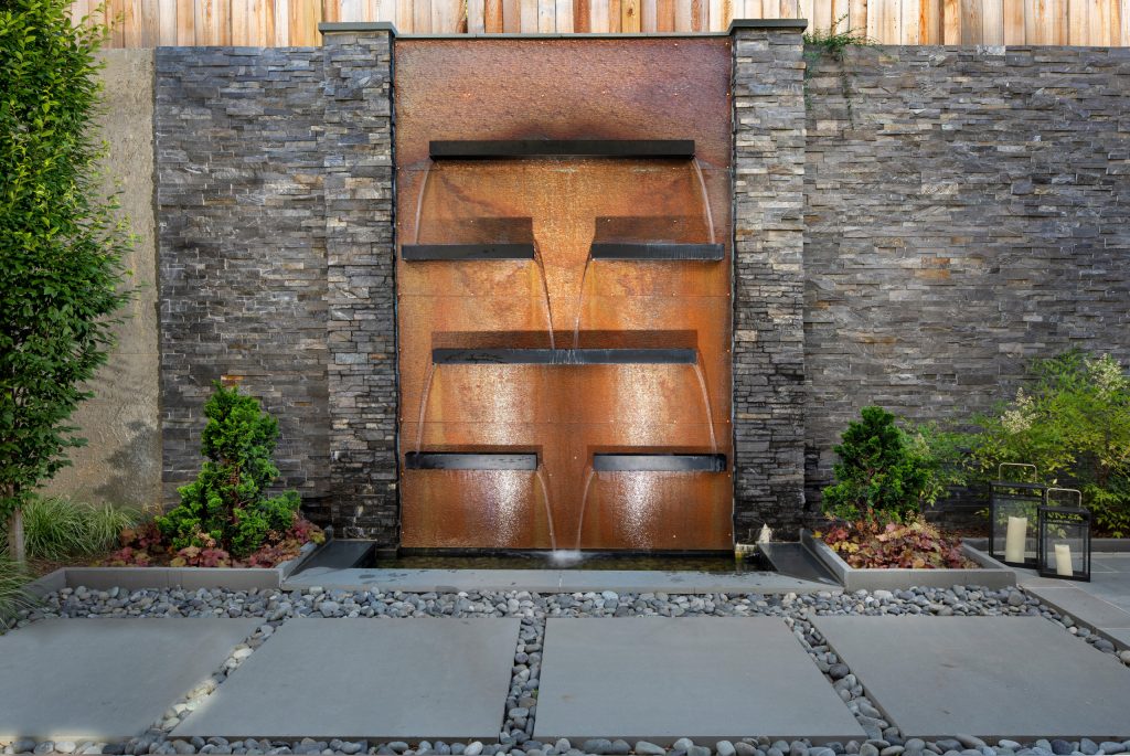 Very private backyard enclave waterfall