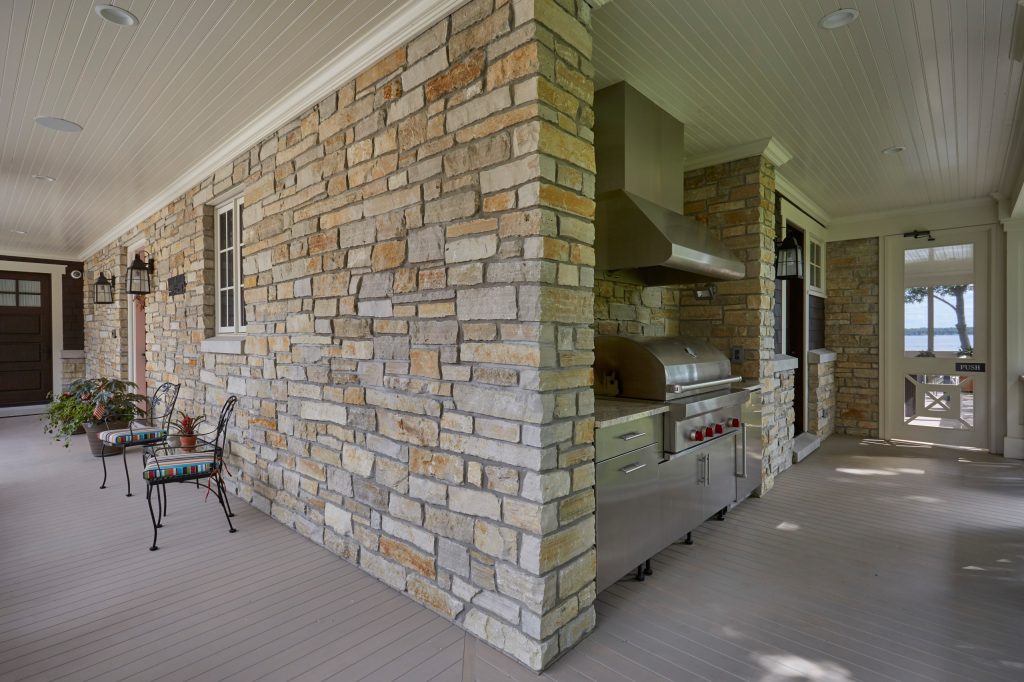 View of the front and side elevation from the over-sized wraparound porch.