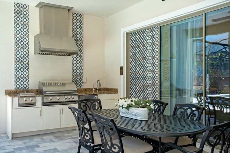 Vintage tile used to create traditional atmosphere and add French Country character