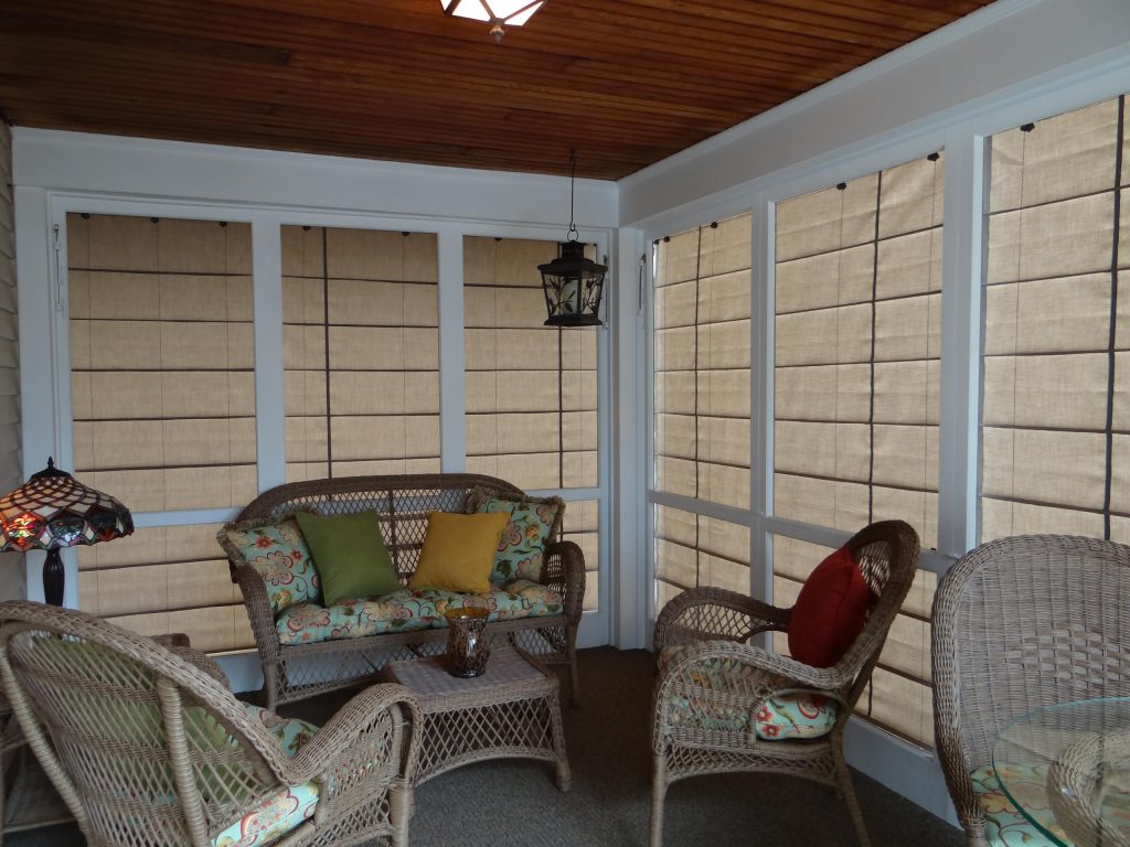 Weather Queen Shades protect your screen porch furniture and decorations.