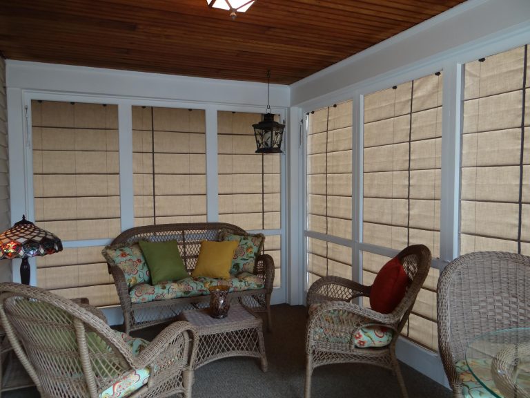 Weather Queen Shades protect your screen porch furniture and decorations.