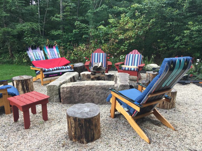 Wood burning firepit made with granite bars