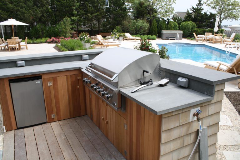 Wooden outdoor kitchen