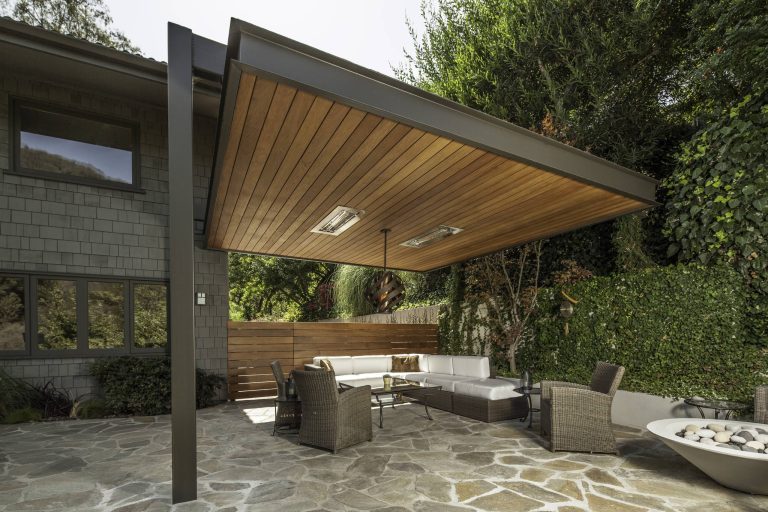 Patio - contemporary patio idea in Los Angeles with a fire pit