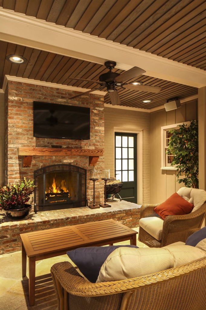 This is the fireplace side of the expanded porch. Photo by Melissa Iovanki