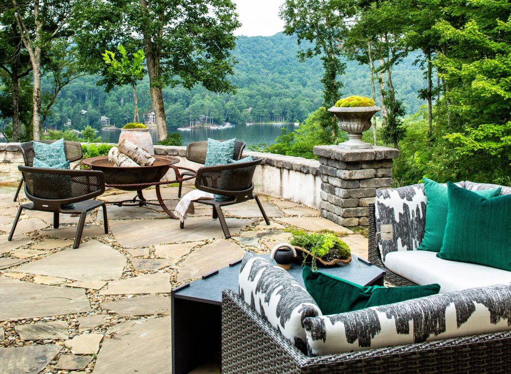 Transitional backyard patio photo in Atlanta with a fire pit and no cover