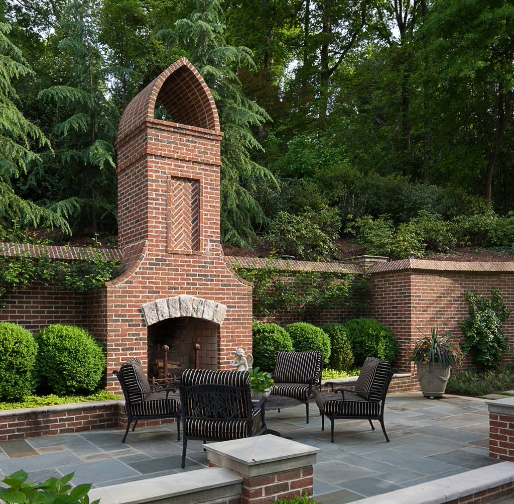 Elegant patio photo in Atlanta with a fire pit