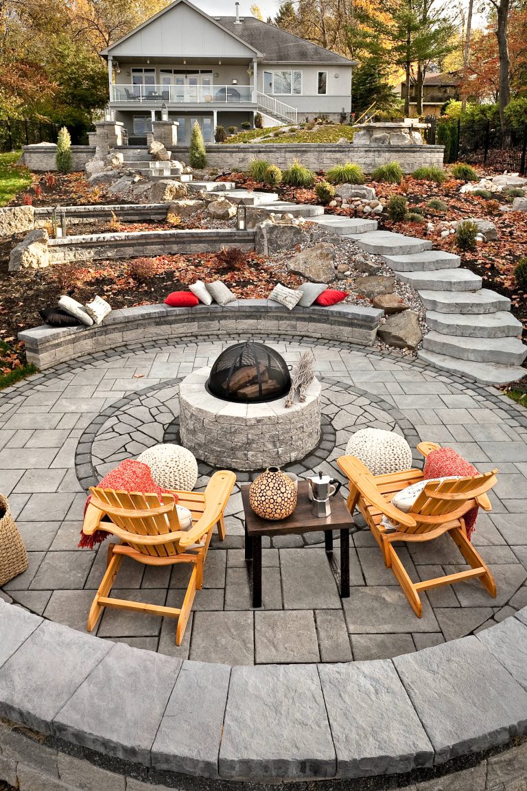 Traditional Style Fire Feature - Techo-Bloc's Valencia Fire Pit.