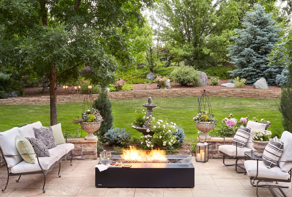 Patio - traditional patio idea in Denver with a fire pit and no cover