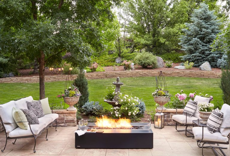 Patio - traditional patio idea in Denver with a fire pit and no cover