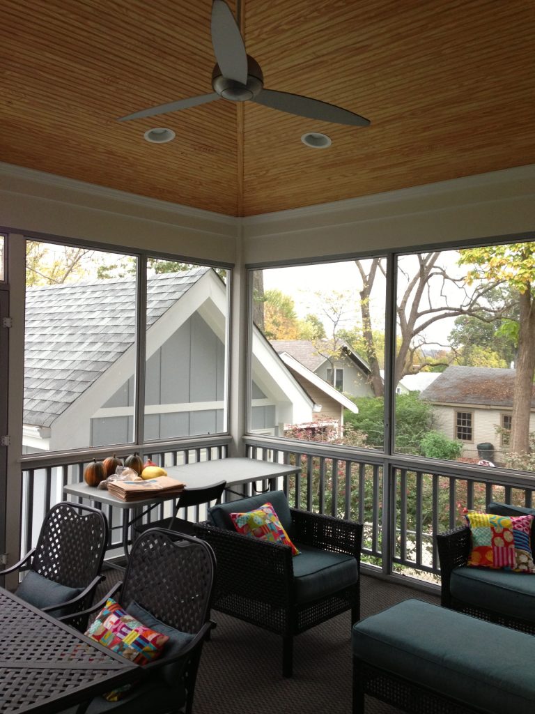 interior of screened porch addition