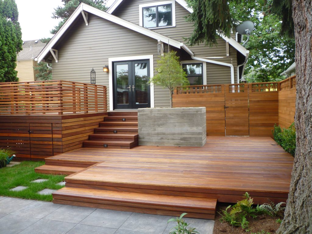 the finished new deck and outdoor space.