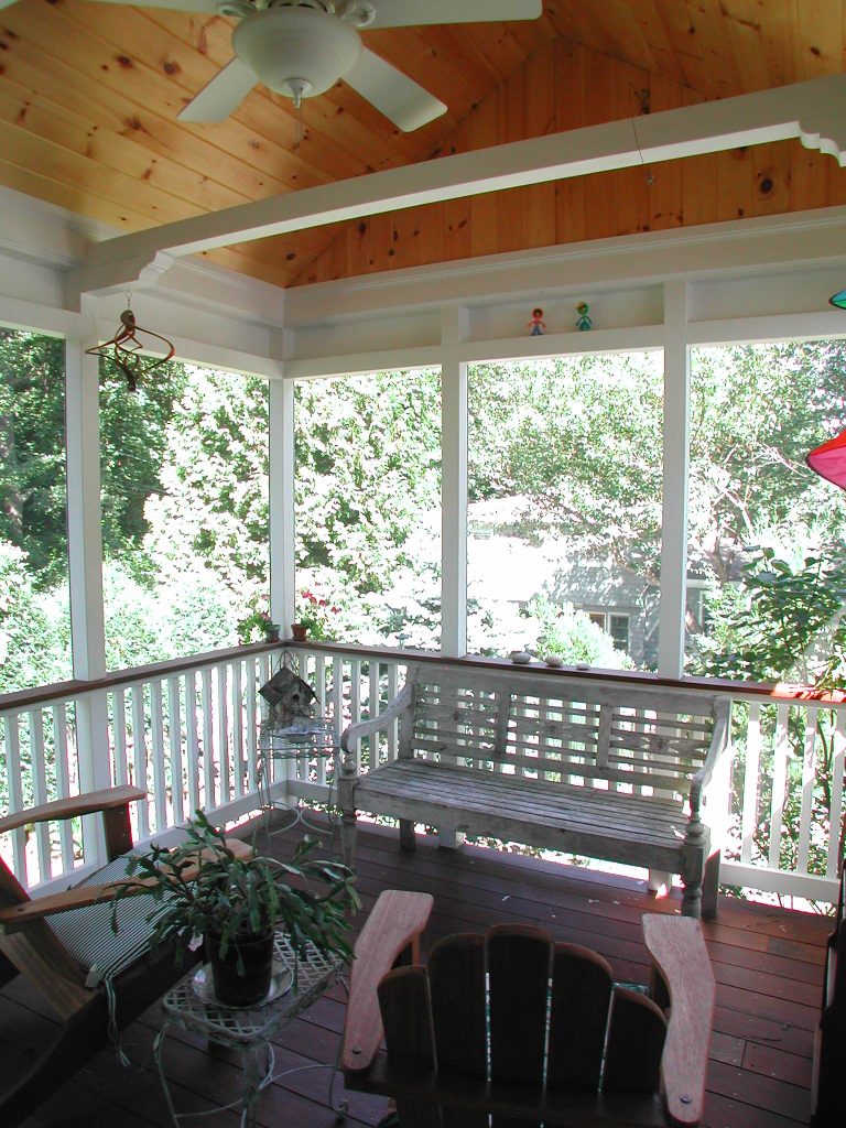 we re-decked an existing pressure treated deck with Ipe, built a set of stairs to get from the deck to the back yard and added a screened porch over a portion of the existing deck. by Modern Yankee Builders | Outdoor Photos | Porch | Landscaping | Landscape Design | Outdoor Living Space | Porch Design Ideas | Outdoor Living Space Ideas | Backyard Design